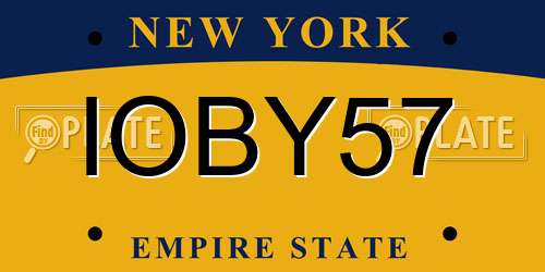 IOBY57 New York License Plate
