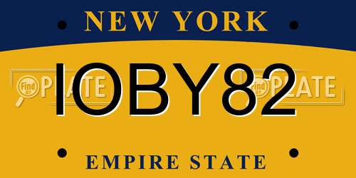 IOBY82 New York License Plate