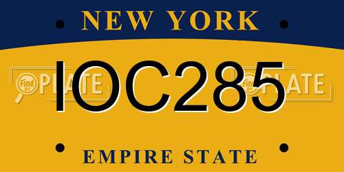 IOC285 New York License Plate