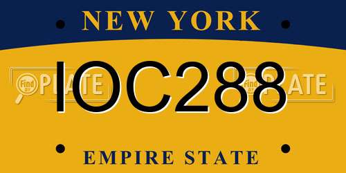 IOC288 New York License Plate