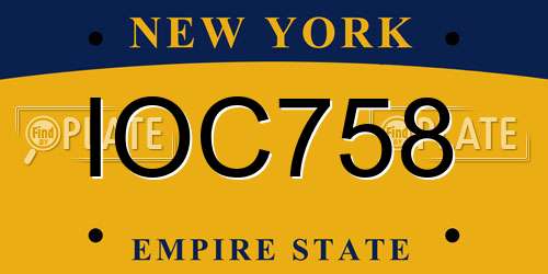 IOC758 New York License Plate