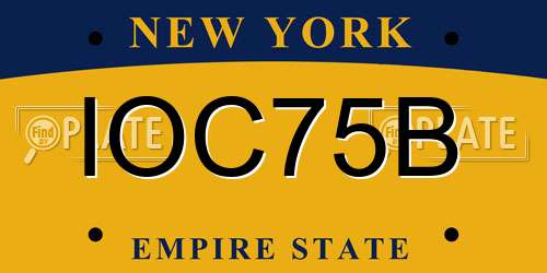 IOC75B New York License Plate