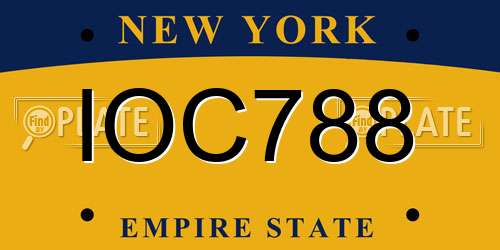 IOC788 New York License Plate