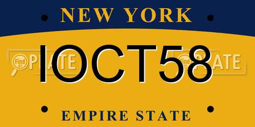 IOCT58 New York License Plate