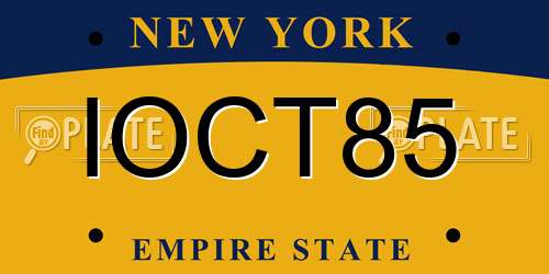 IOCT85 New York License Plate