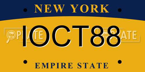 IOCT88 New York License Plate