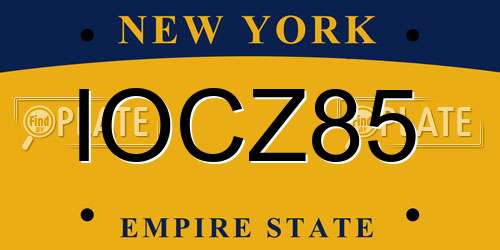 IOCZ85 New York License Plate