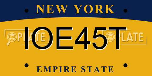 IOE45T New York License Plate