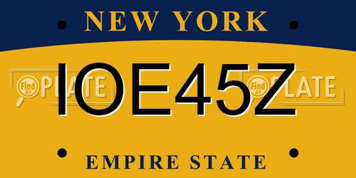 IOE45Z New York License Plate