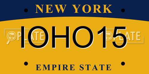 IOHO15 New York License Plate