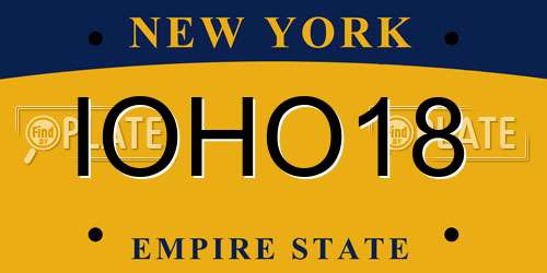 IOHO18 New York License Plate