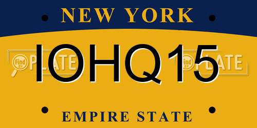 IOHQ15 New York License Plate