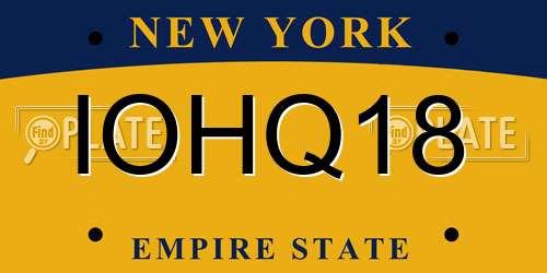 IOHQ18 New York License Plate