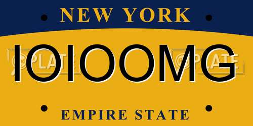IOIOOMG New York License Plate
