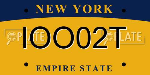 IOO02T New York License Plate