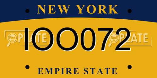 IOO072 New York License Plate