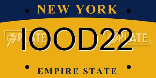 IOOD22 New York License Plate