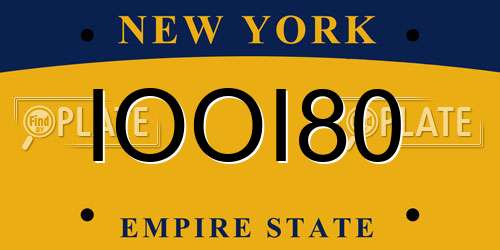 IOOI80 New York License Plate