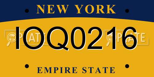 IOQ0216 New York License Plate