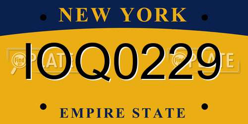 IOQ0229 New York License Plate