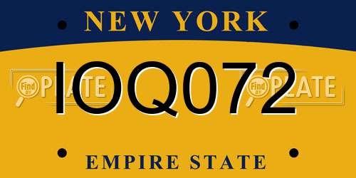 IOQ072 New York License Plate