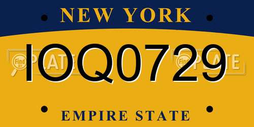 IOQ0729 New York License Plate