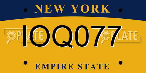 IOQ077 New York License Plate