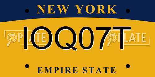 IOQ07T New York License Plate