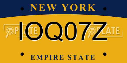 IOQ07Z New York License Plate