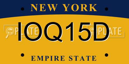 IOQ15D New York License Plate