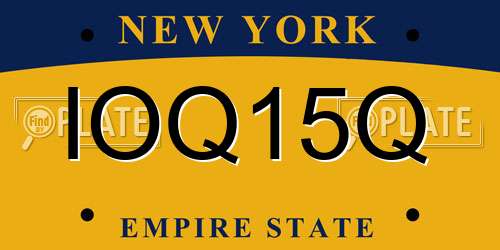 IOQ15Q New York License Plate