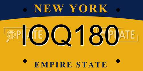 IOQ180 New York License Plate