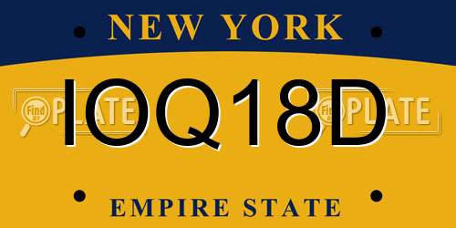 IOQ18D New York License Plate