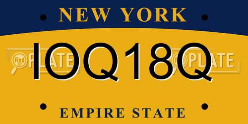 IOQ18Q New York License Plate