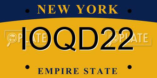 IOQD22 New York License Plate