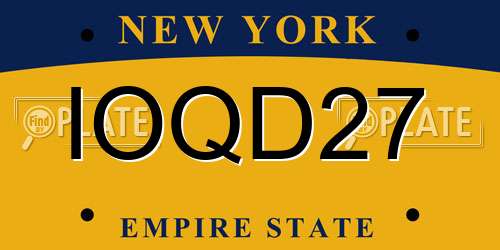 IOQD27 New York License Plate