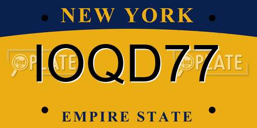 IOQD77 New York License Plate