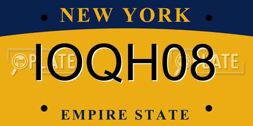 IOQH08 New York License Plate