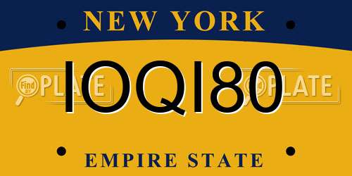 IOQI80 New York License Plate