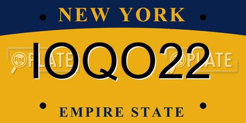 IOQO22 New York License Plate