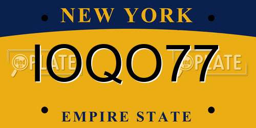 IOQO77 New York License Plate