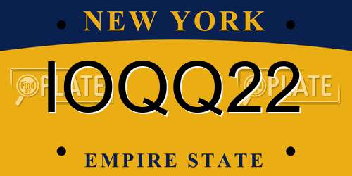 IOQQ22 New York License Plate