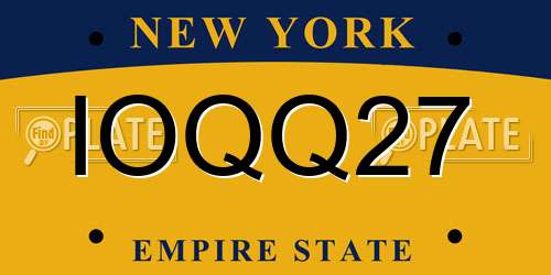 IOQQ27 New York License Plate