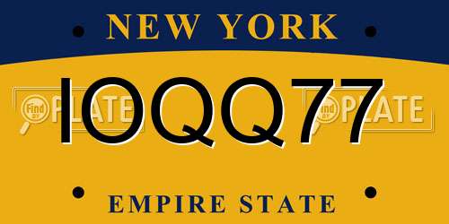 IOQQ77 New York License Plate