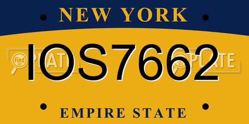 IOS7662 New York License Plate