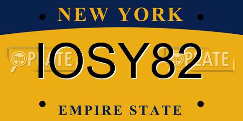 IOSY82 New York License Plate