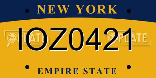 IOZ0421 New York License Plate