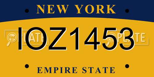 IOZ1453 New York License Plate
