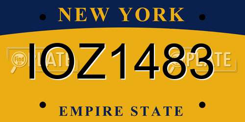 IOZ1483 New York License Plate
