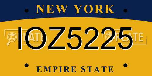 IOZ5225 New York License Plate